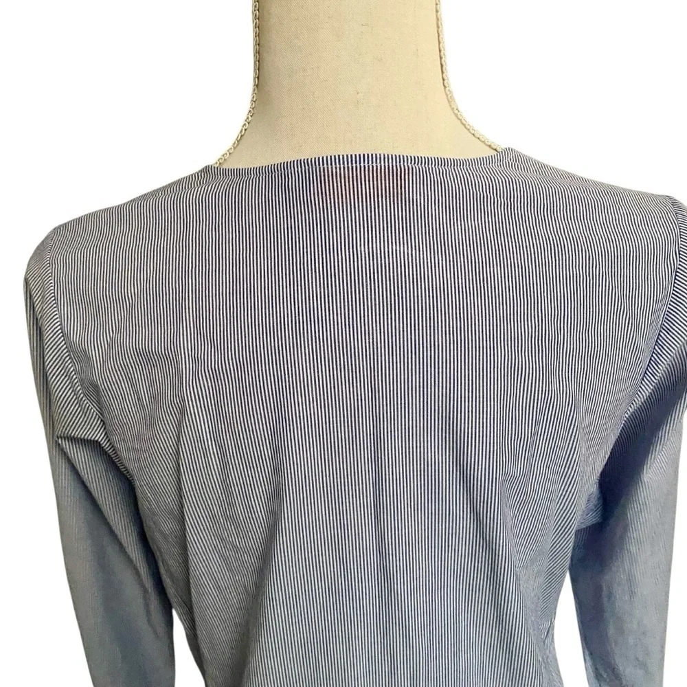 Tory Burch Sandy Beach Tunic Cover Up S Blue White Stripe Red Tassel